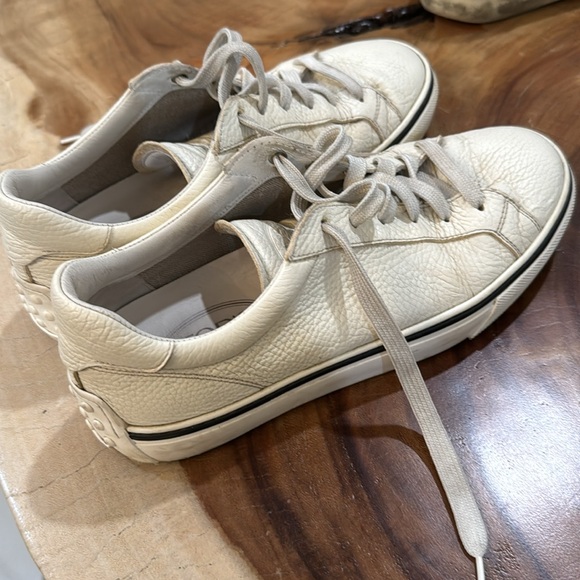 Tods white leather sneakers size 7 1/2 US, size 6.5 in tods. Good condition used - Picture 2 of 6